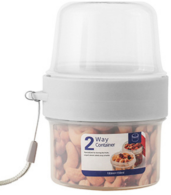 해피위더스 2way 런치팟 샐러드 2단 도시락통 150ml + 150ml, 혼합색상, 1개