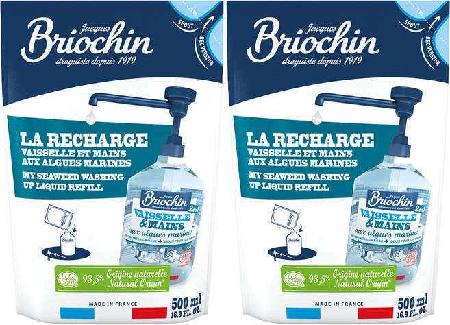 브리오신 식품용 기구 용기용 주방세제 리필, 500ml, 2개