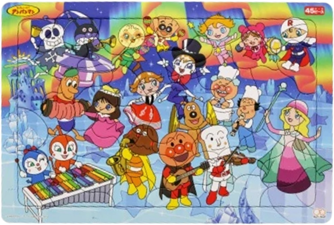 sun-star 麵包超人 彩虹派對 拼圖 45片 經典角色 親子互動 訓練專注力, 1組