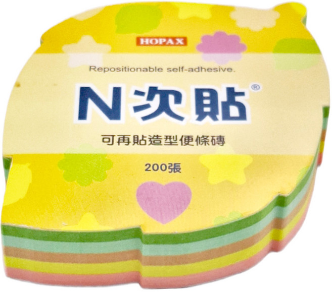 N次貼 造型便條磚 61072 70 x 70mm, 樹葉, 200張, 6組
