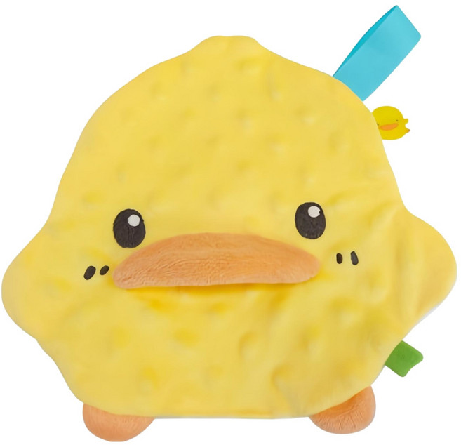 PiYOPiYO 黃色小鴨 逗趣喳喳安撫巾 柔軟安撫 激發聽覺與觸覺 可愛小鴨造型, 黃色, 1條