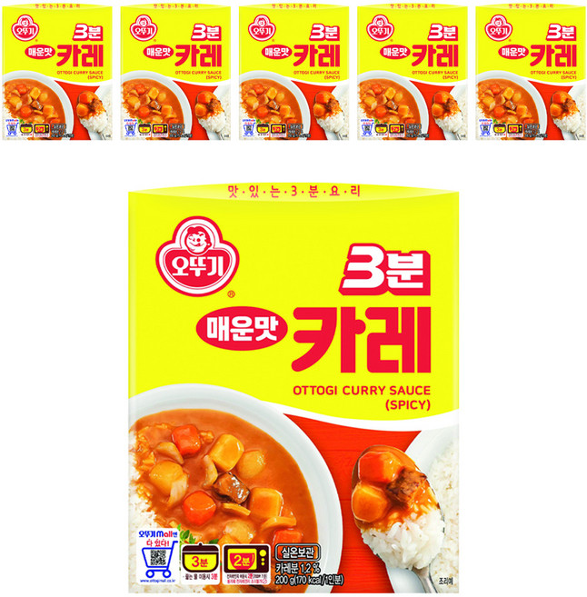 오뚜기 즉석 3분 카레 매운맛, 200g, 6개