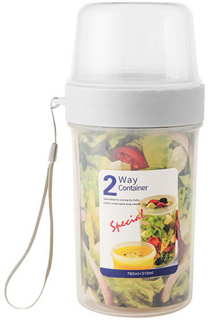해피위더스 2way 런치팟 샐러드 2단 도시락통 310ml + 760ml, 혼합색상, 1개
