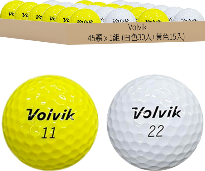 Volvik 飛躍 兩層 高爾夫球 V163402WWWW 白色30顆 + 黃色15顆 套組, 1組, 白色, 黃色, 45顆