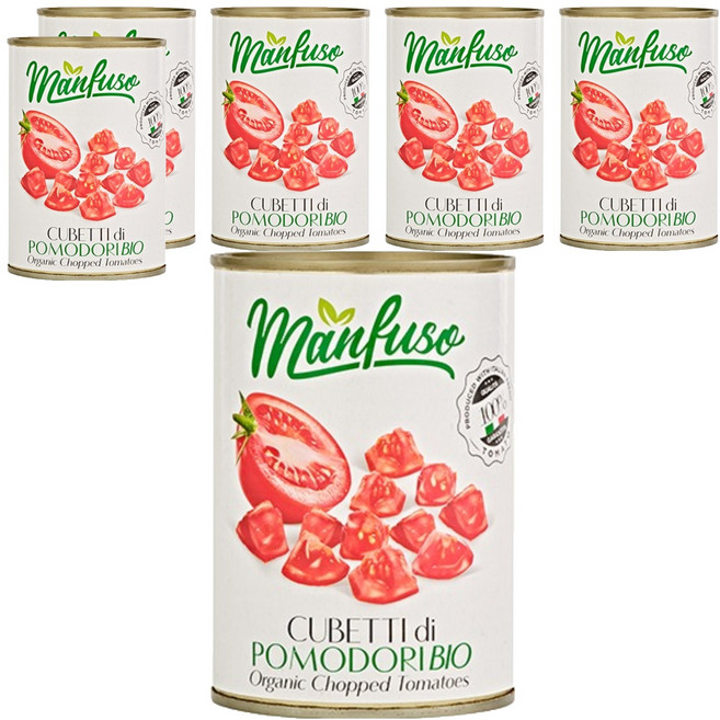 멘푸소 유기농 찹드 다이스드 토마토소스, 400g, 6개