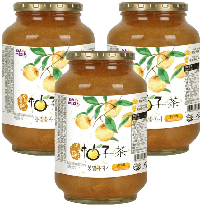 다미즐 봉밀 유자차, 2kg, 1개입, 3개