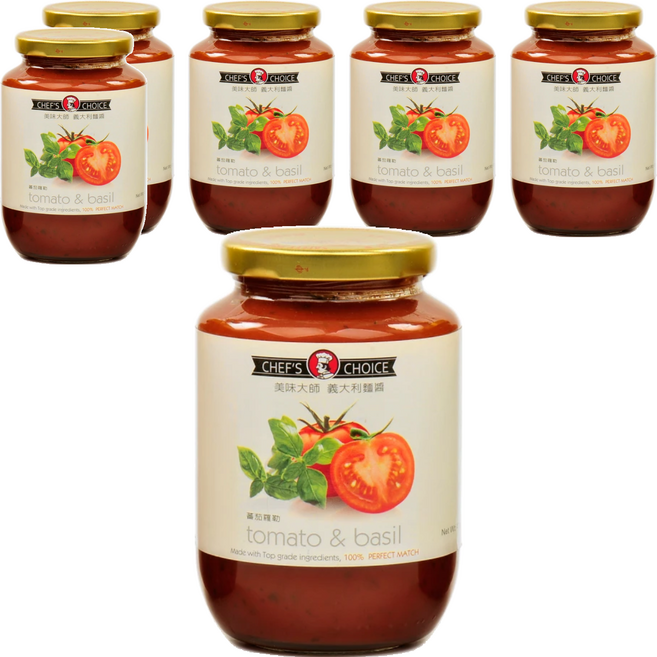 CHEF'S CHOICE 美味大師 義大利麵醬 蕃茄羅勒, 470g, 6罐