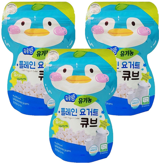 오가닉스토리 푸름맘 유기농 요거트 큐브, 3개, 플레인 요거트맛, 16g