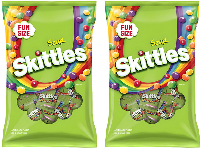 스키틀즈 사워 펀사이즈, 750g, 2개