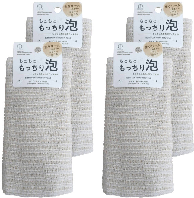 KOKUBO 小久保 厚實型 沐浴巾, 4個, 1個裝, 黃白條紋