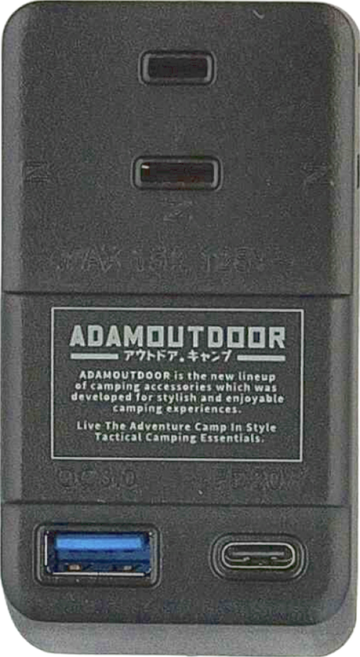 ADAMOUTDOOR 3座擴充PD/QC USB壁插 ADPW-CE23QP2WC, 黑色, 1個, 84.4mm