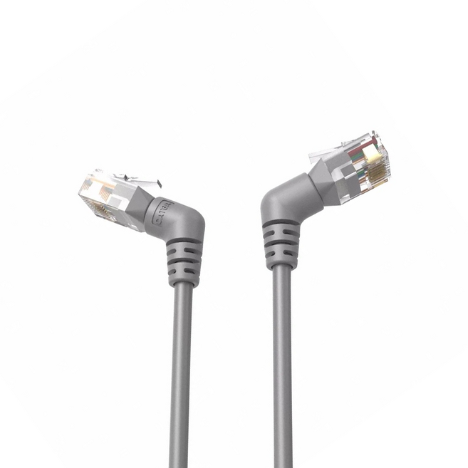 VEnTIOn 威迅 IBO系列 CAT6A 超六類雙彎頭可旋轉纖細高速網路線, 灰色, 1條, 1m