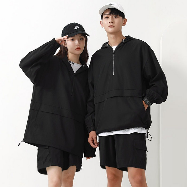 6위 - 턴키 남녀공용 빅사이즈 아노락 후드 반집업 + 반바지 세트 AJ-1150