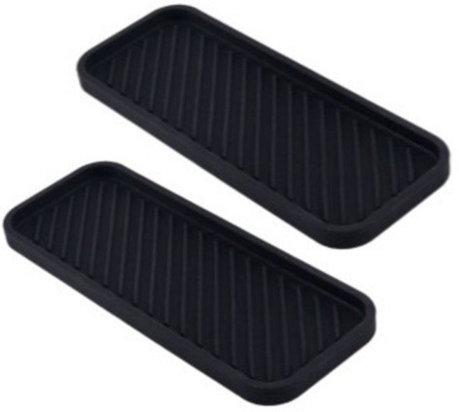 라임리빙 두꺼운 실리콘 물빠짐 주방 욕실 다용도 드라잉 매트, 블랙, 2개, 1단