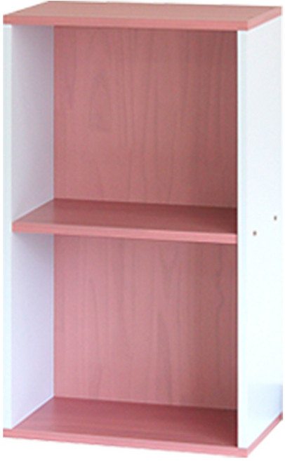 양지가구 공간박스 책장, 백색 + 진달래, 2단