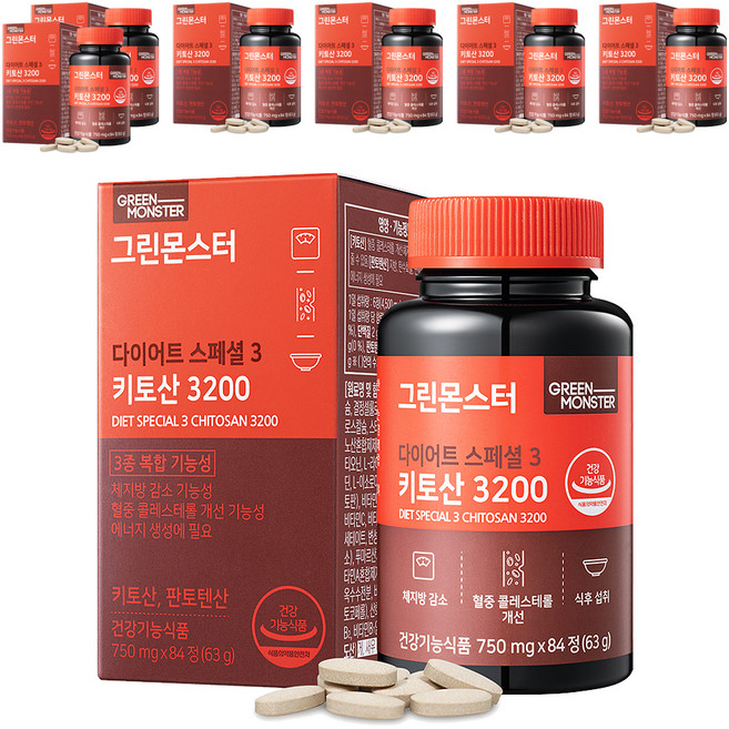 그린몬스터 다이어트 스페셜 3 키토산 3200, 84정, 7개