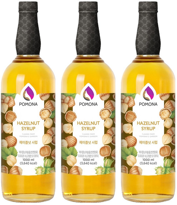 포모나 헤이즐넛 시럽, 1L, 3개