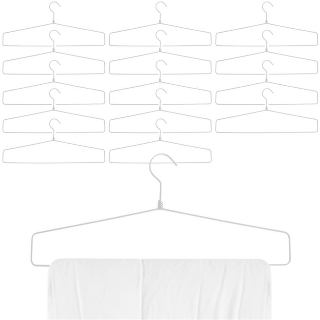 네이쳐리빙 튼튼한 이불정리 와이드 옷걸이, 화이트, 15개