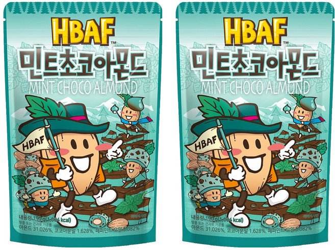 HBAF 杏仁果 薄荷巧克力味, 190g, 2包