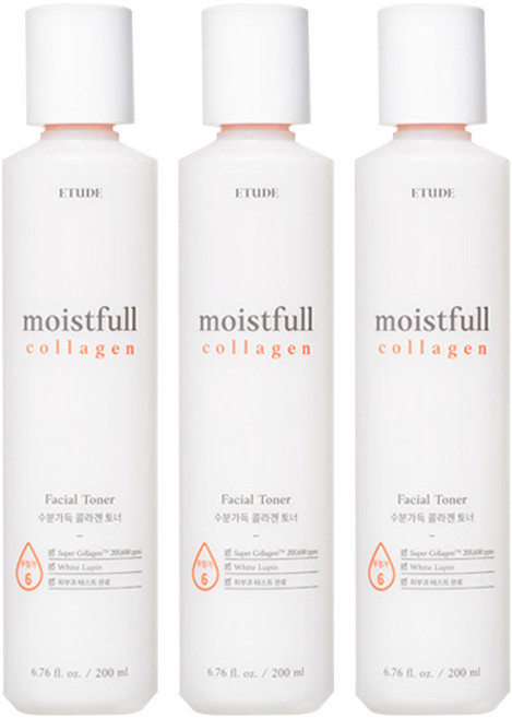 에뛰드 New 수분가득 콜라겐 토너, 3개, 200ml