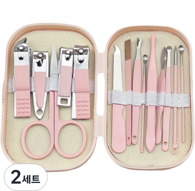 온온 파스텔 휴대용 손톱깎이 14종 세트, 2세트, 핑크