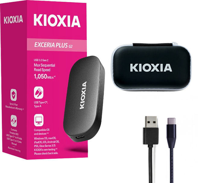 키오시아 PLUS G2 외장SSD, 2TB, 블랙