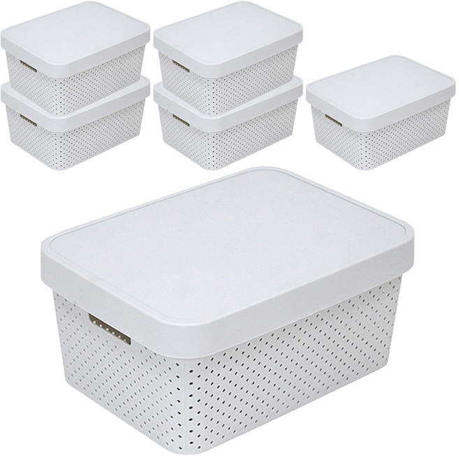 커버 바스켓, 그레이, 중(23.5 x 33 x 16.8 cm), 6개