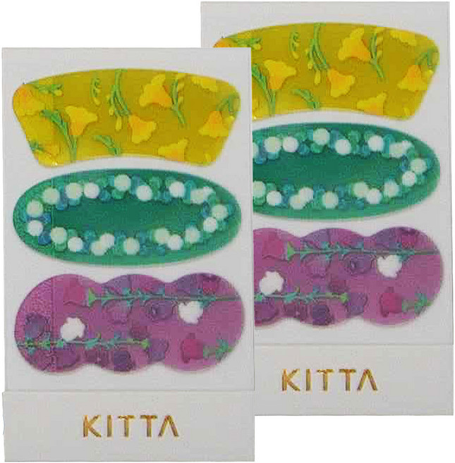KING JIM HITOTOKI KITTA隨身攜帶和紙膠帶 KITT014 15 x 50mm, 透明軋型 花, 2包