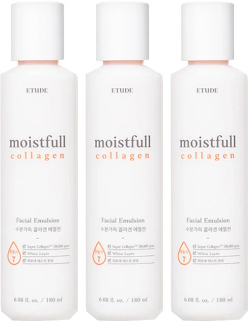에뛰드 New 수분가득 콜라겐 에멀전, 180ml, 3개 - 쿠팡