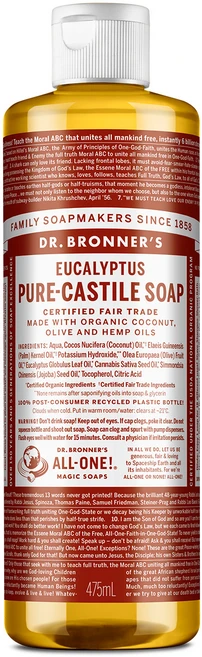 닥터브로너스 유칼립투스 퓨어 캐스틸 솝 바디워시, 475ml, 1개 - 쿠팡