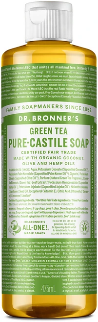 닥터브로너스 퓨어 캐스틸 솝 페이스 앤 바디워시 그린티, 475ml, 1개 - 쿠팡