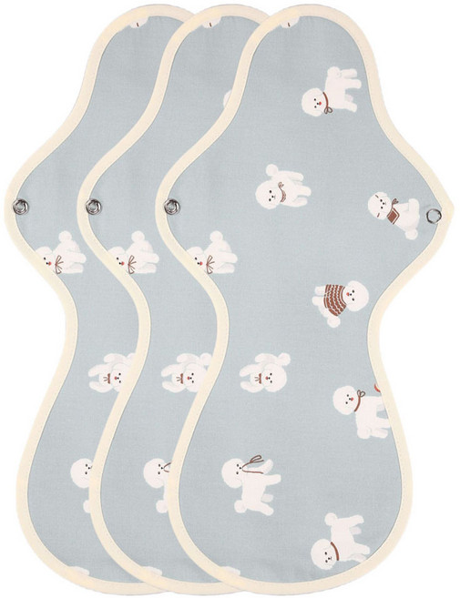 위즐리 면생리대 비숑블루, 3개, 1개입, 오버나이트