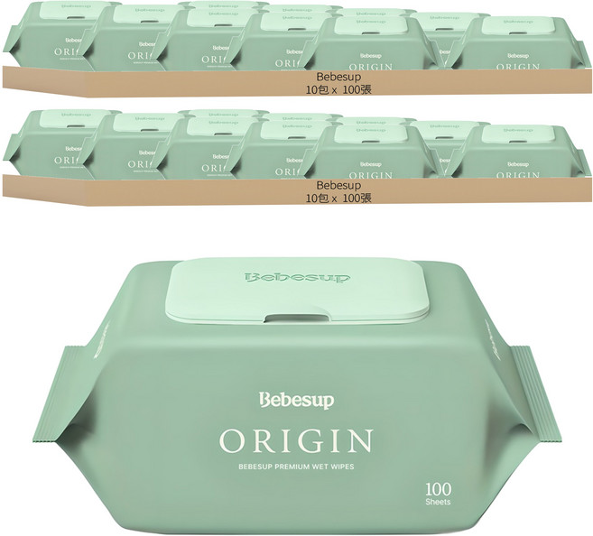 Bebesup Origin 嬰幼兒濕紙巾 掀蓋式, 100張, 20包