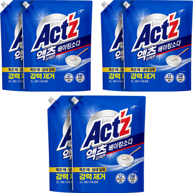 액츠 퍼펙트 베이킹소다 액상세제 리필, 2L, 6개