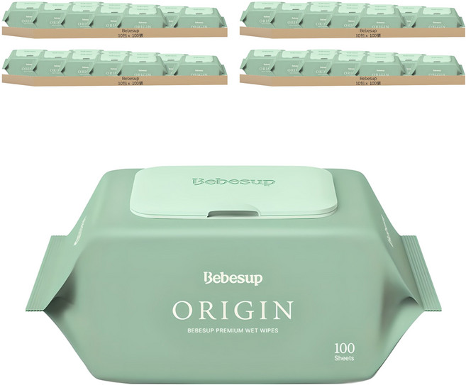 Bebesup Origin 嬰幼兒濕紙巾 掀蓋式, 100張, 40包