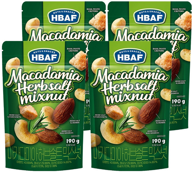 바프 마카다미아 허브솔트 믹스넛, 190g, 4개