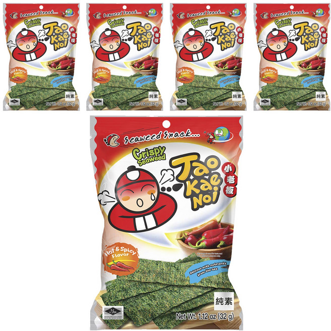 TAO KAE NOI 小老板 厚片海苔 辣香味, 32g, 5包