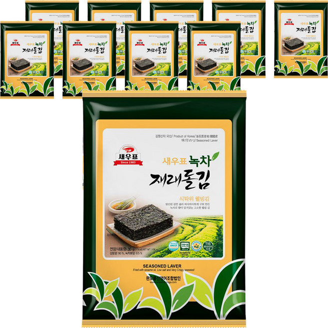 새우표 완도 녹차재래 돌김전장, 30g, 10개