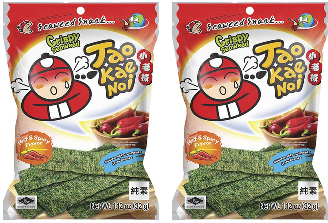 TAO KAE NOI 小老板 厚片海苔 辣香味, 32g, 2包