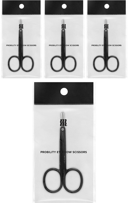 머지 프로빌리티 눈썹 정리 가위, 블랙, 4개