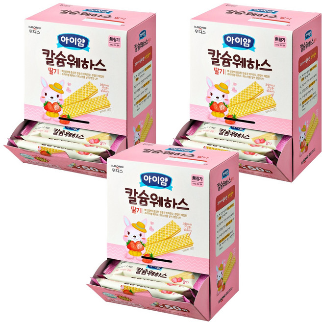 일동후디스 아동용 아이얌 칼슘웨하스 6g x 50p, 딸기, 300g, 3개