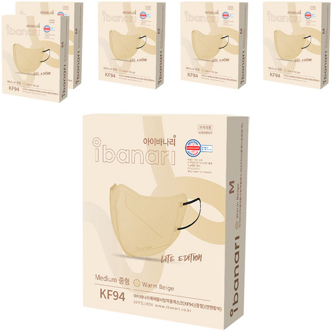 아이바나리 에어황사방역용 마스크 중형 KF94, 10개입, 6개, 웜 베이지