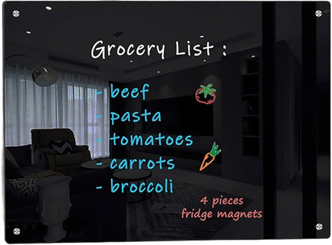 Kumal 冰箱便條磁鐵白板 黑色, 壓克力