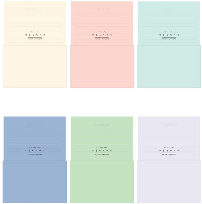 톡톡팬시 1000 마음속이야기 편지지 6종, 혼합색상, 1세트