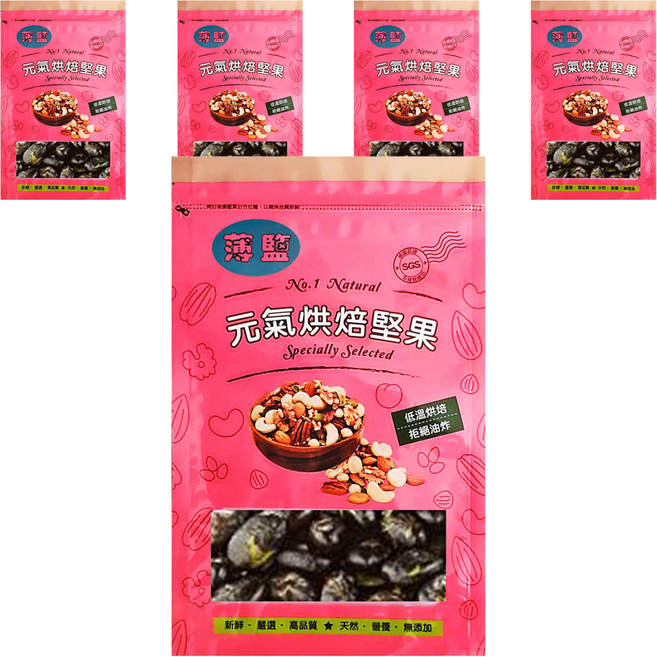 品鮮生活 薄鹽青仁大黑豆 家庭號, 600g, 5包