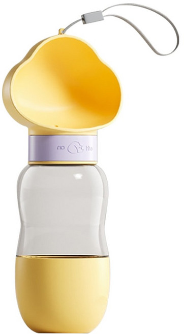 딩동펫 반려동물 2 in 1 클라우드 휴대용 물병, 옐로우, 1개