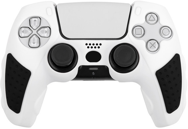 잼몬스터 PS5 듀얼센스 배색 실리콘 커버 2세대 배색 화이트, 1개