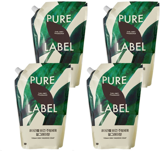 퓨어라벨 비건 주방세제 얼그레이향 리필, 1L, 4개