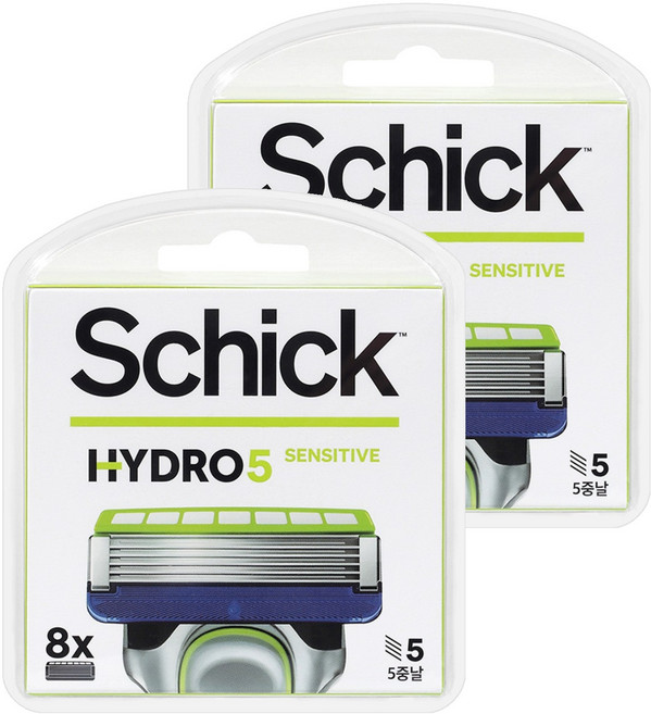 쉬크 하이드로 5 베이직 센서티브 면도날, 8개입, 2개