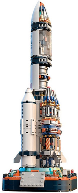 Prand 宇宙博物館系列 5段分離火箭發射臺積木教育玩具, 혼합색상